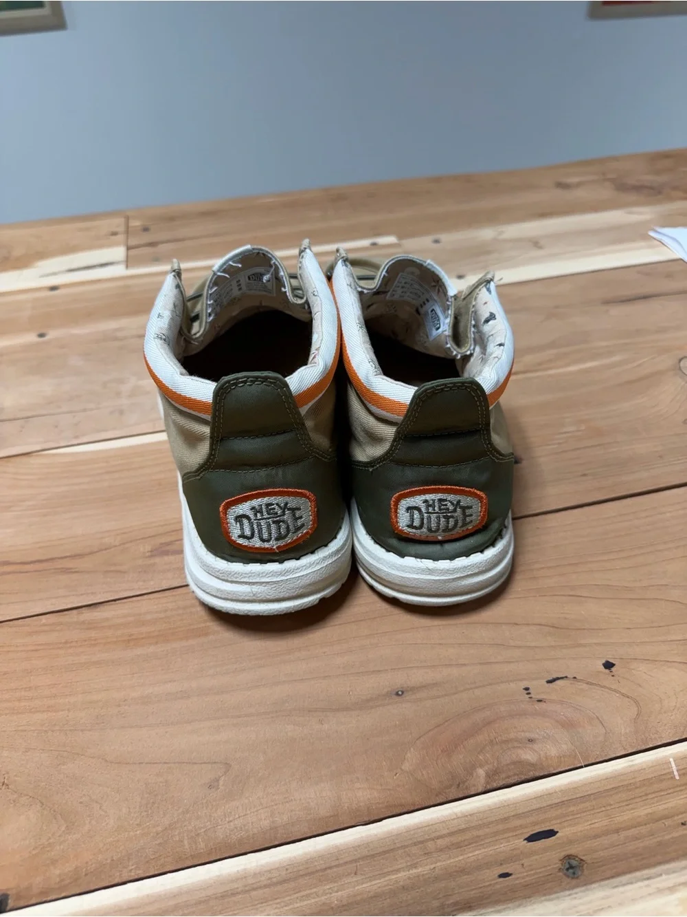 Beige Canvas Slip-On Loafers with Olive Accents by Hey Dude